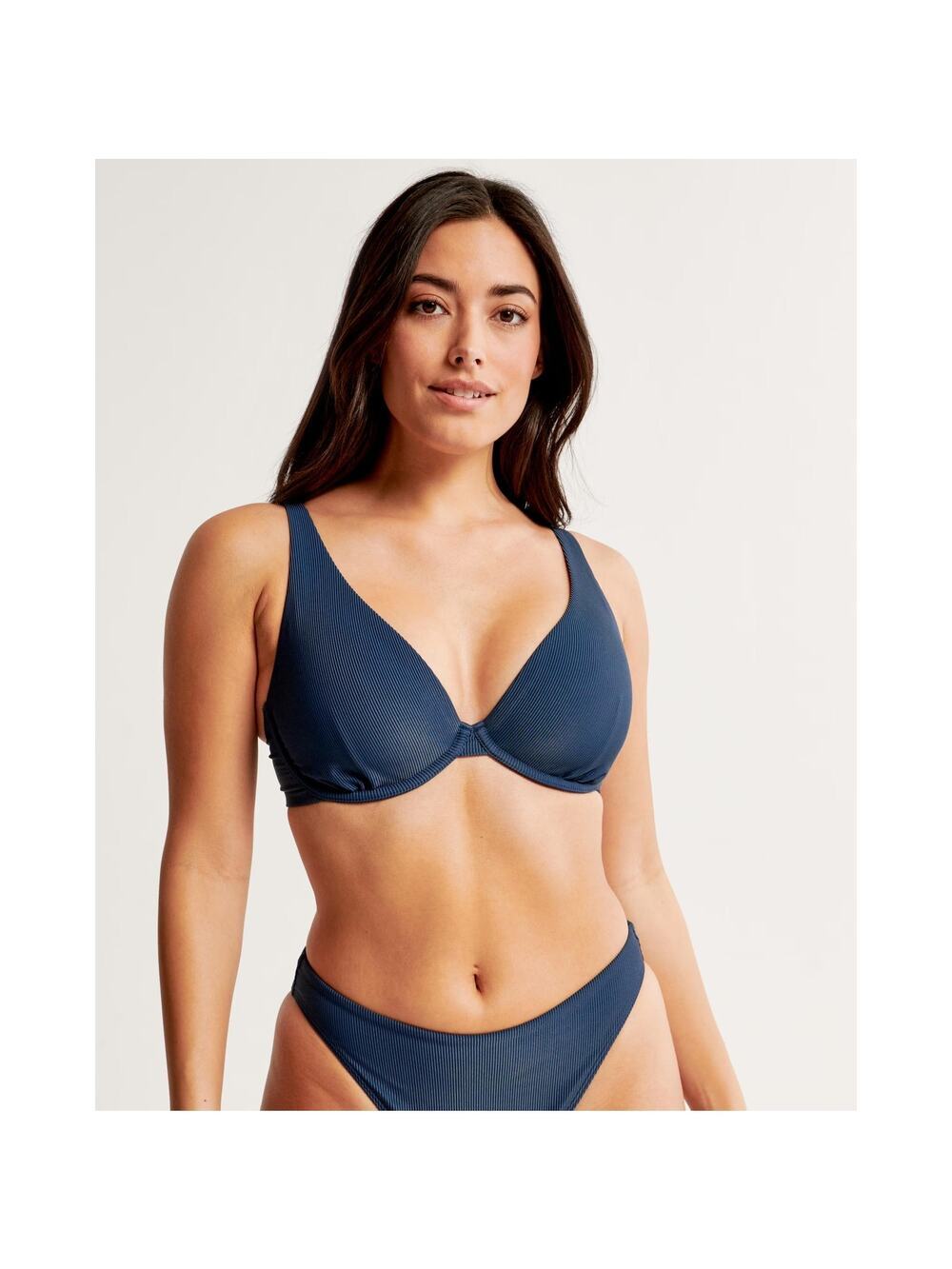 NWT Abercrombie & Fitch Curve Love High Apex Underwire Bikini Top Navy Size XXS